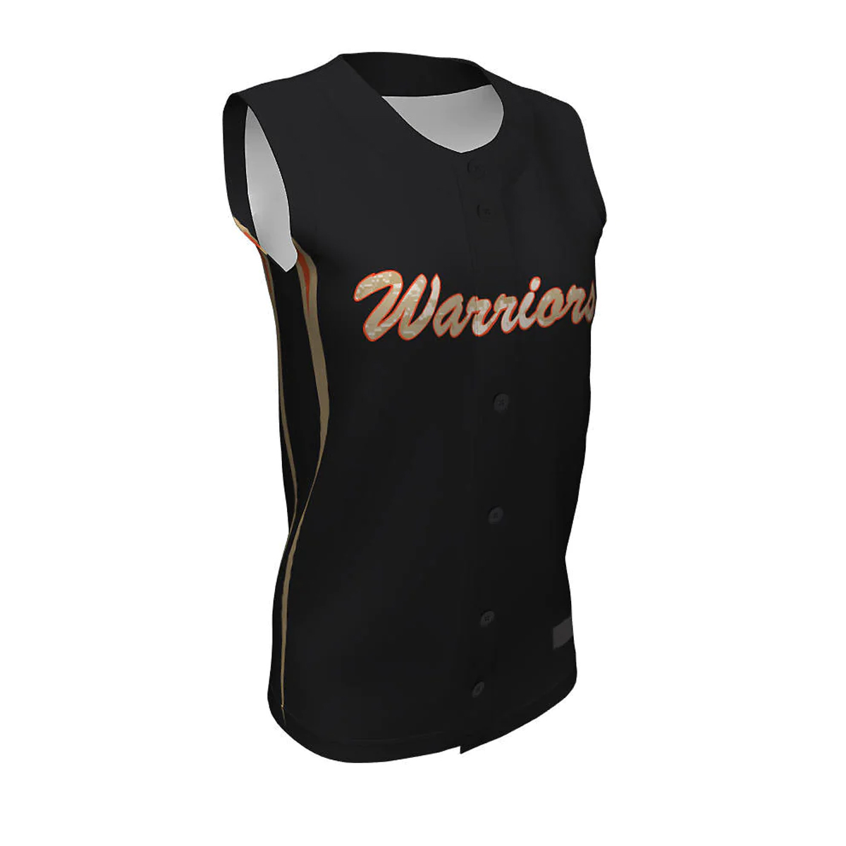 Softball Full Button Sleeveless Jerseys Warriors 
